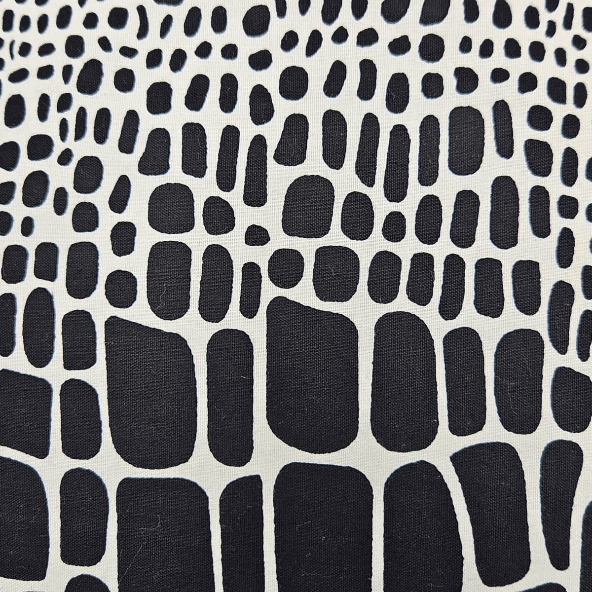 Image des détails d'un tissu wax africain noir et blanc motifs animal