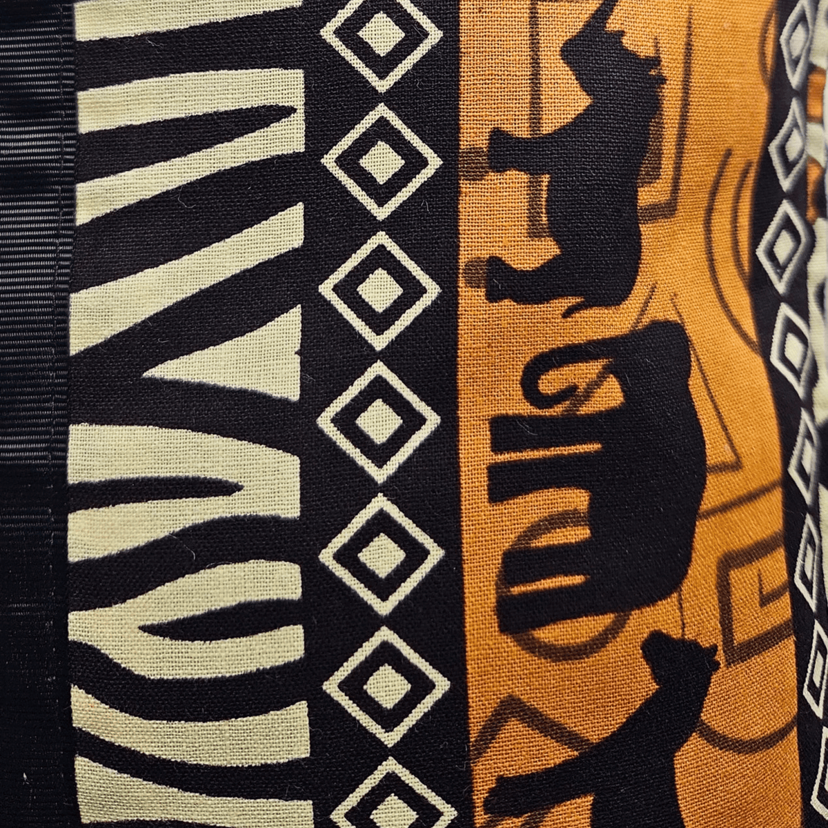 Image des détails d'un tissu wax avec motifs animaux - coussin en wax
